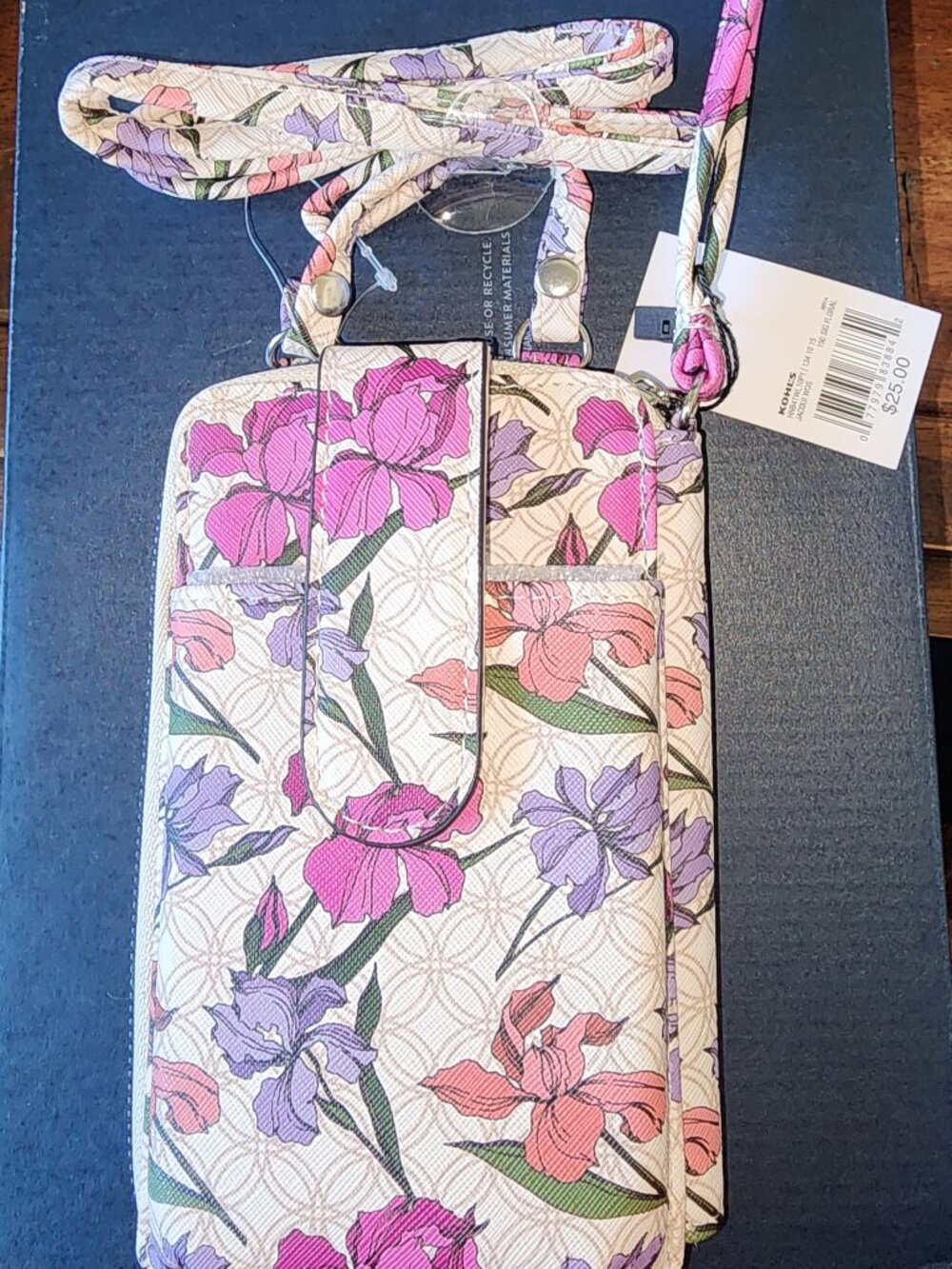 NWT Jacqui RFID-Blocking Wallet on a String, Floral Print